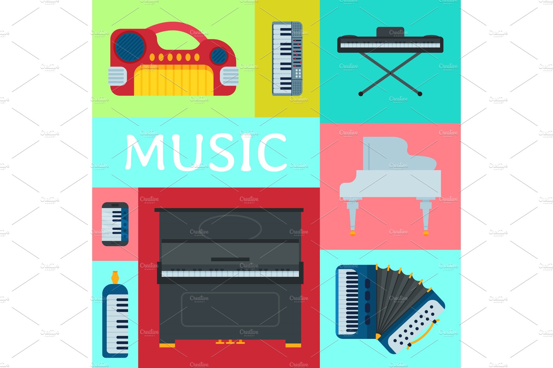 Music keyboard instrument playing cover image.