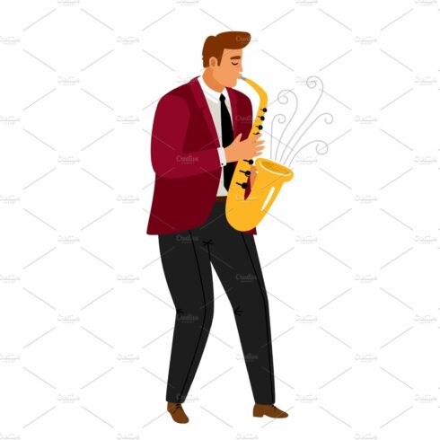 Jazz music saxophonist player cover image.