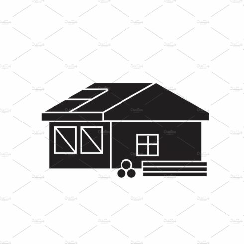 Roofing construction black vector cover image.
