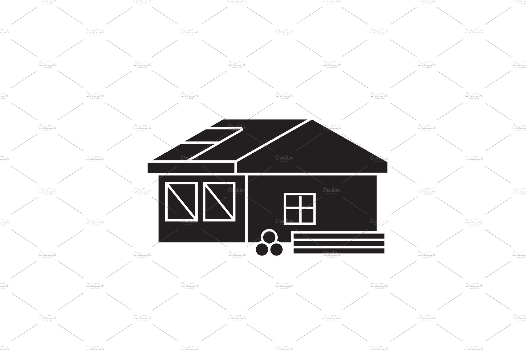 Roofing construction black vector cover image.