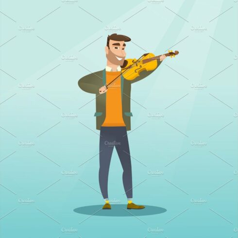 Man playing the violin vector illustration. cover image.