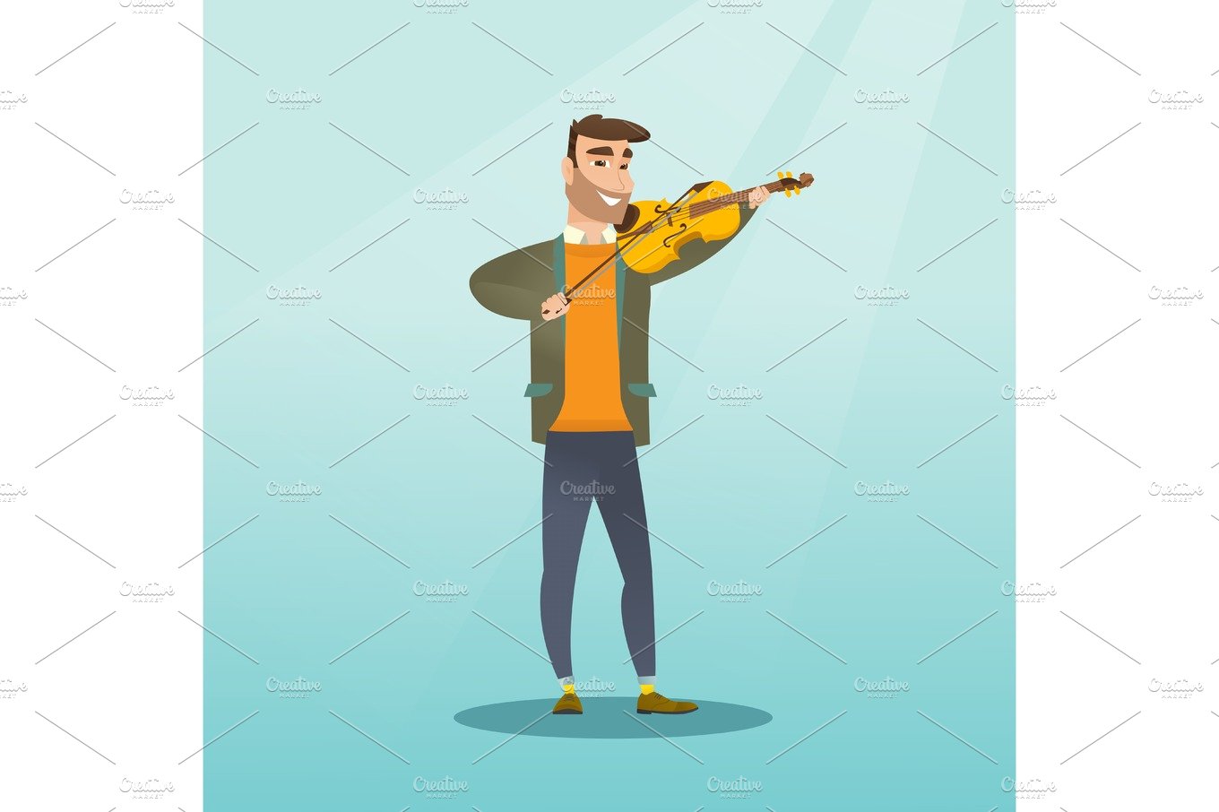 Man playing the violin vector illustration. cover image.