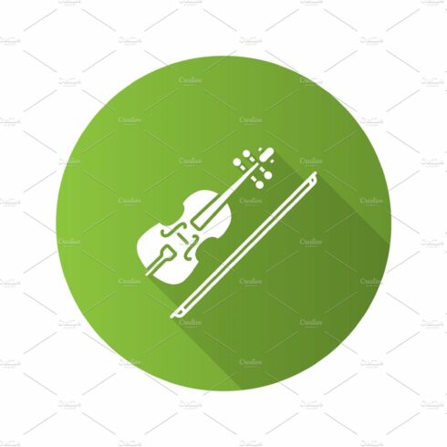 Violin flat design long shadow glyph icon cover image.