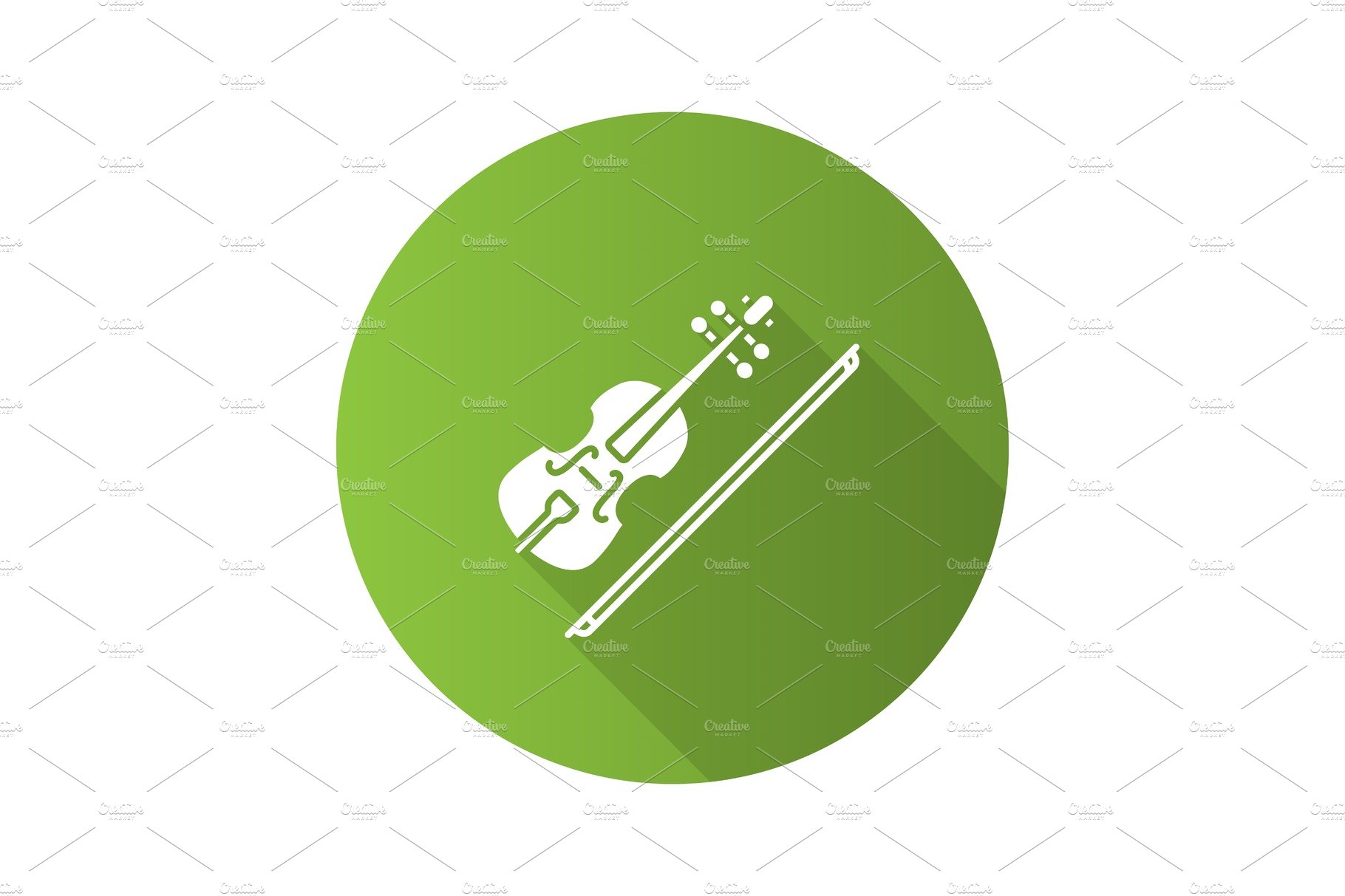Violin flat design long shadow glyph icon cover image.