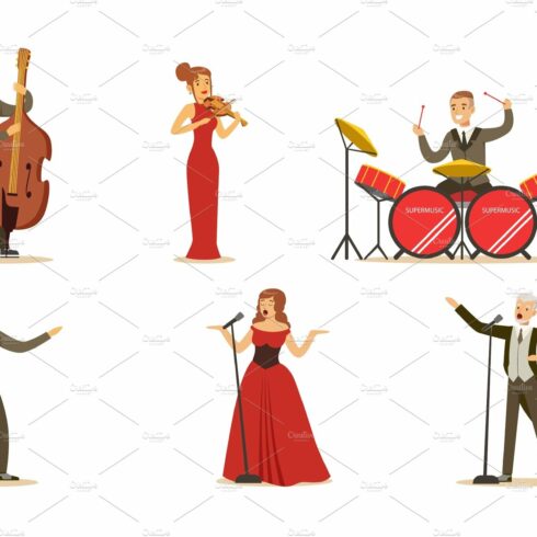 Singers and musicians in concert cover image.