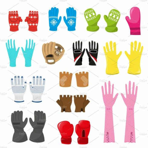 Glove vector woolen xmas mittens and protective pair of gloves illustration... cover image.