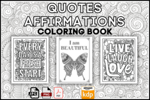 QUOTES AFFIRMATIONS ADULT COLORING PAGES - MasterBundles