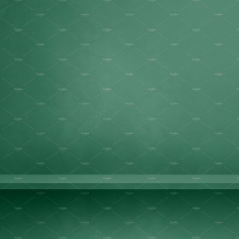 Empty shelf on a dark green concrete wall. Background template. cover image.