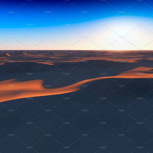 Dramatic sunset at desert 3d renderi cover image.