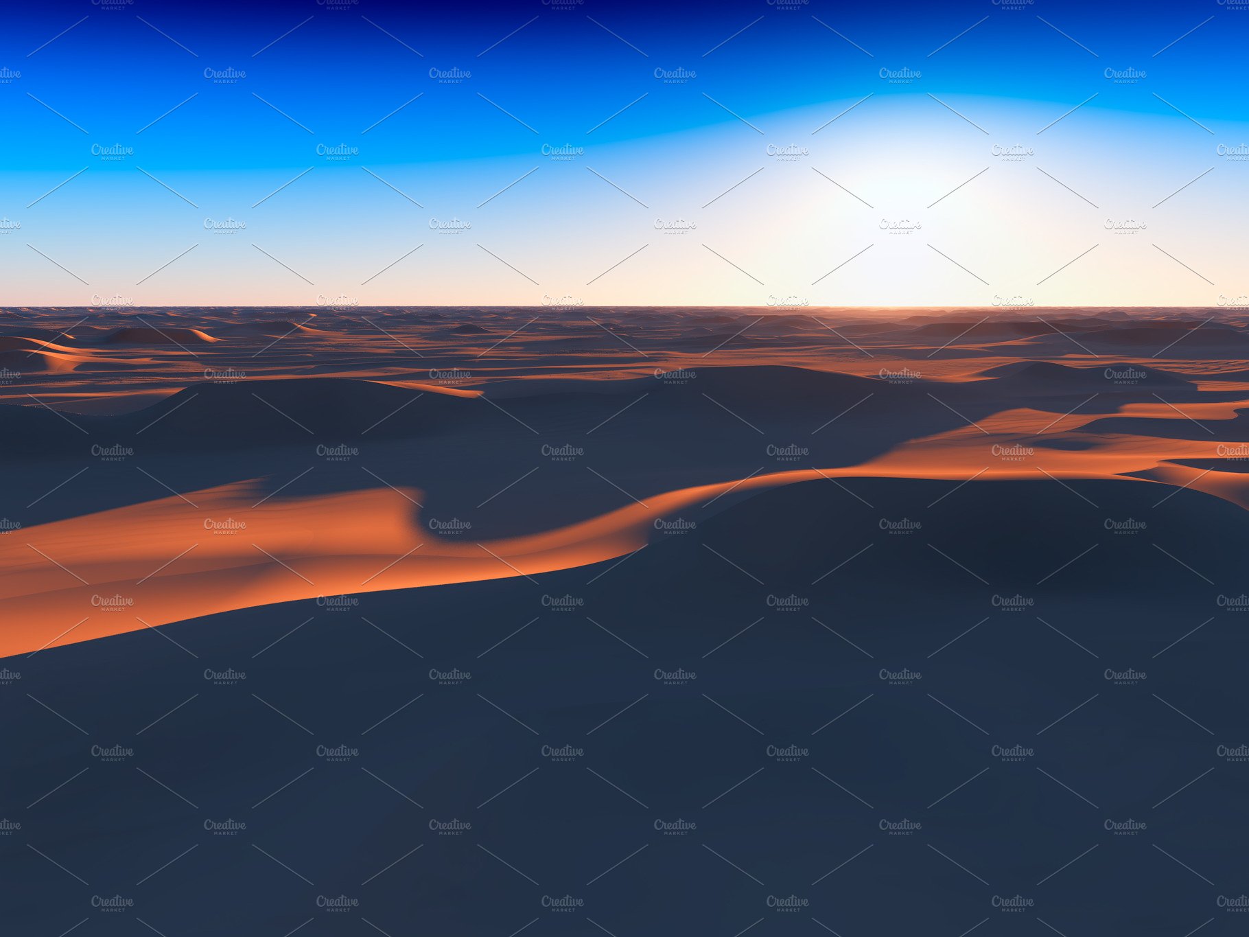 Dramatic sunset at desert 3d renderi cover image.