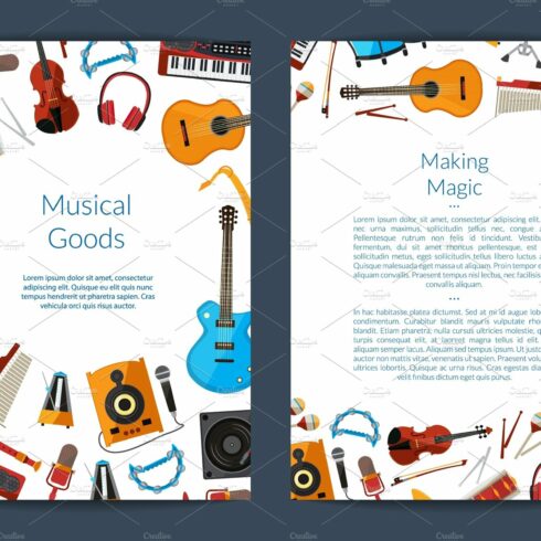 Vector cartoon musical instruments cover image.