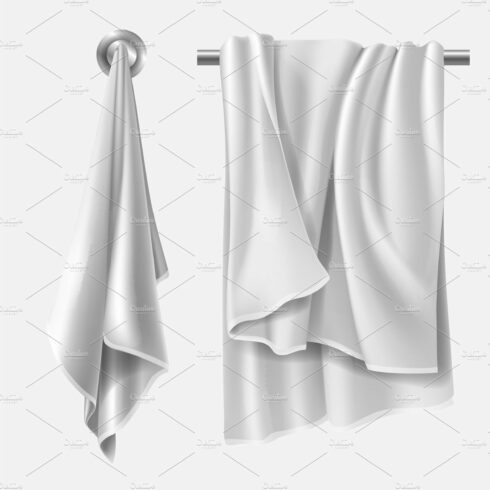Towel mockup, textile blank folded cover image.