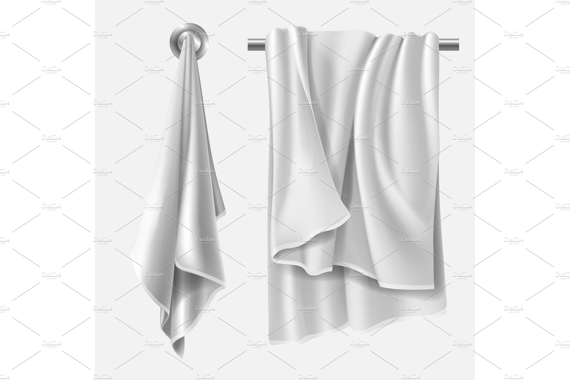 Towel mockup, textile blank folded cover image.