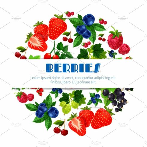 Fresh berries vector poster of berry bunch cover image.