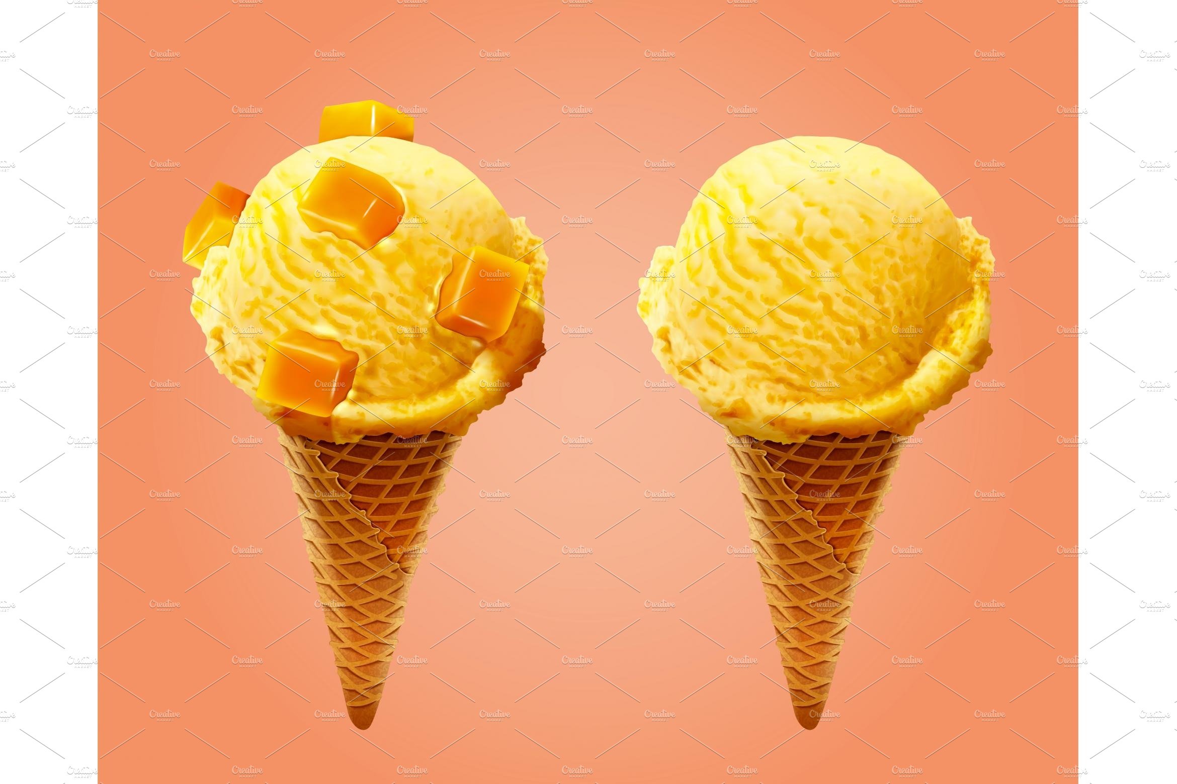 Mango ice cream cone cover image.