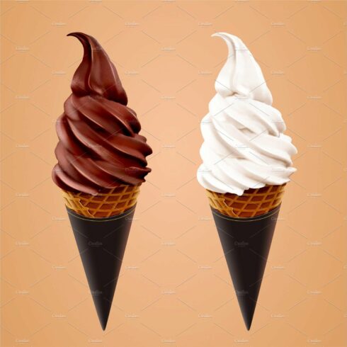 Milk and chocolate ice cream cone cover image.
