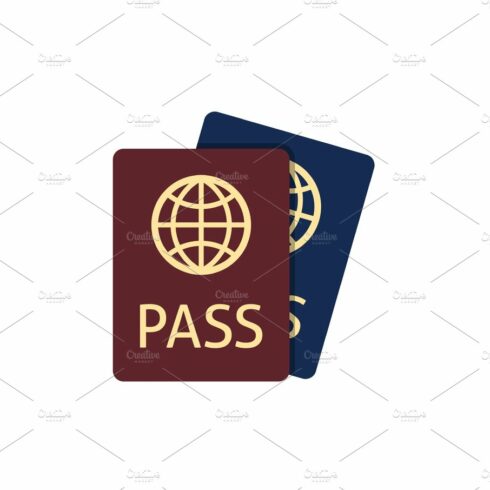 Passport icon flat cover image.