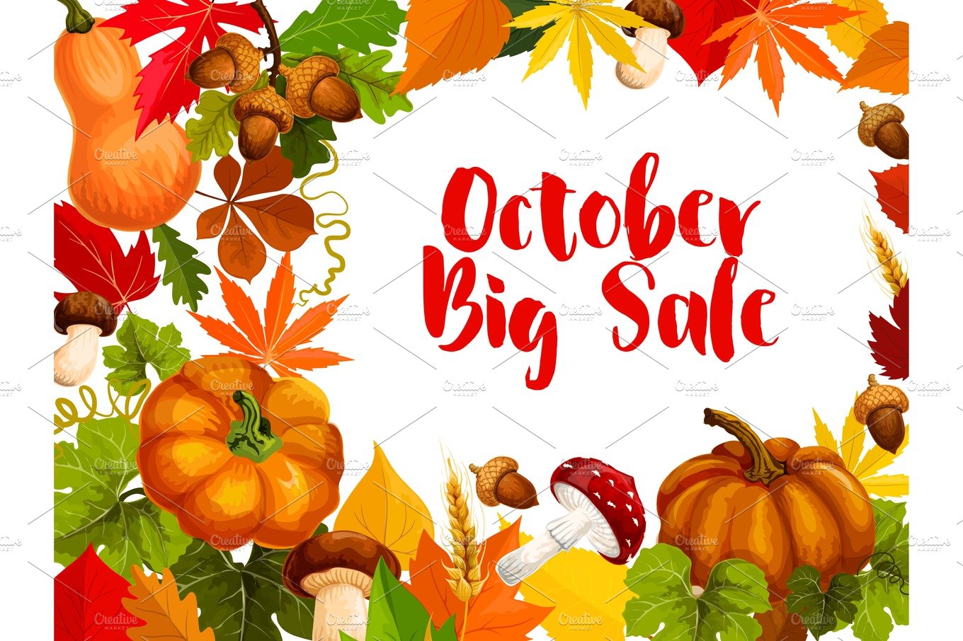 Autumn sale poster, october discount offer design cover image.