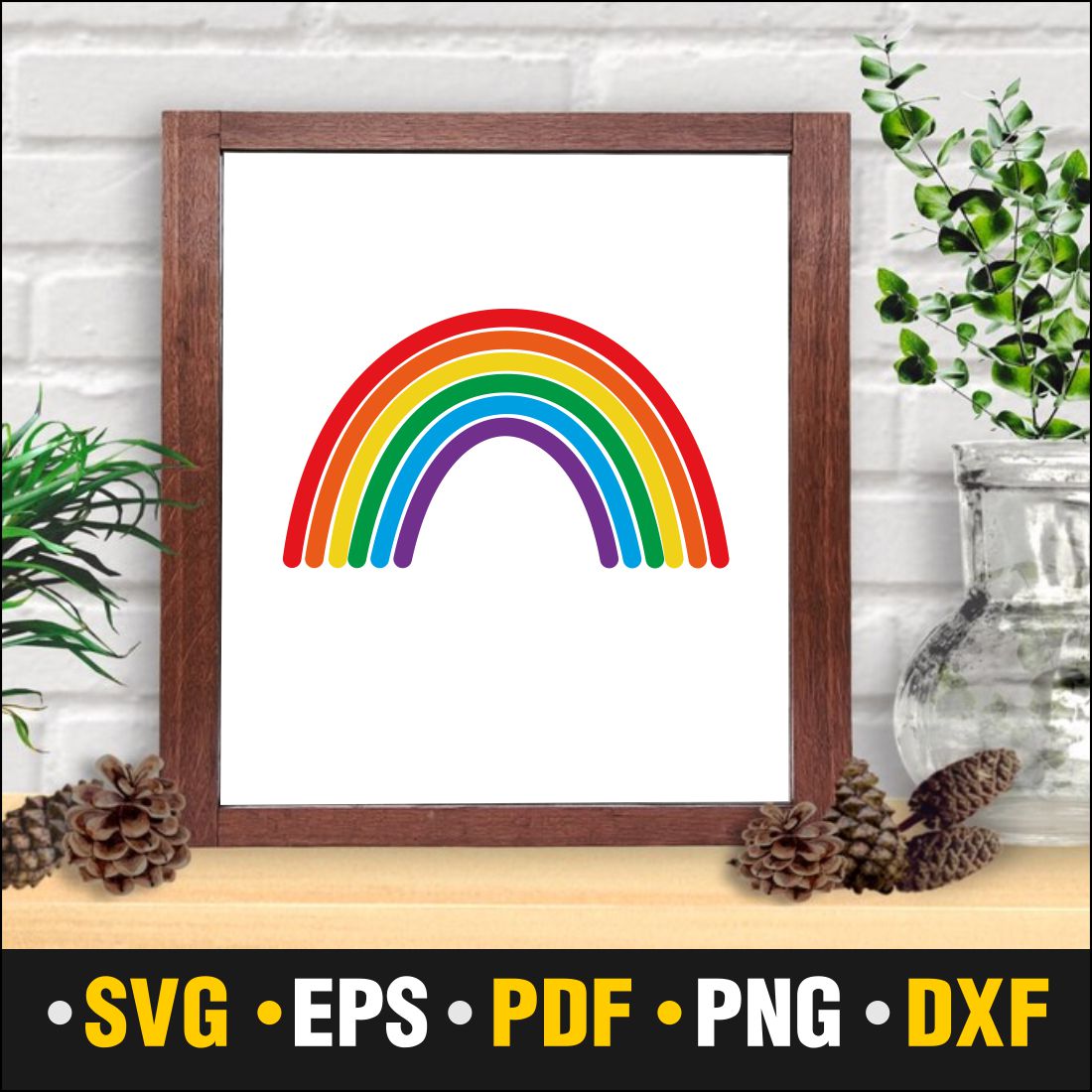 Rainbow Svg, Rainbow Frame Svg, Pride SVG, Vector Cut file Cricut, Silhouette, Pdf Png, Dxf, Decal, Sticker, Stencil, Vinyl preview image.