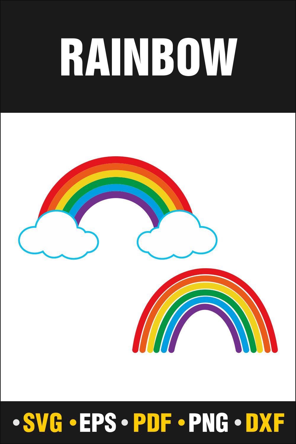 Rainbow Svg, Rainbow Frame Svg, Pride SVG, Vector Cut file Cricut, Silhouette, Pdf Png, Dxf, Decal, Sticker, Stencil, Vinyl pinterest preview image.