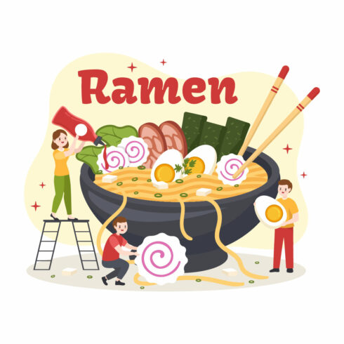 12 Ramen Japanese Food Illustration cover image.