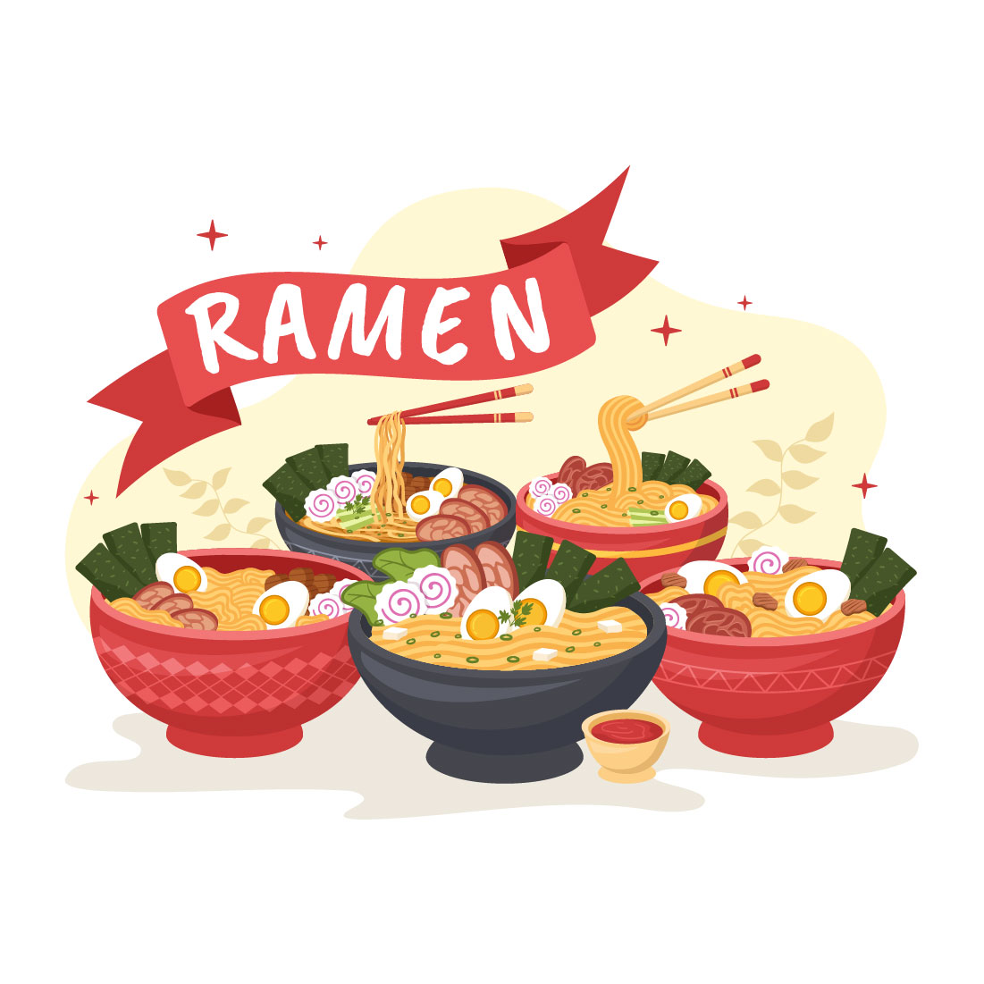 12 Ramen Japanese Food Illustration preview image.