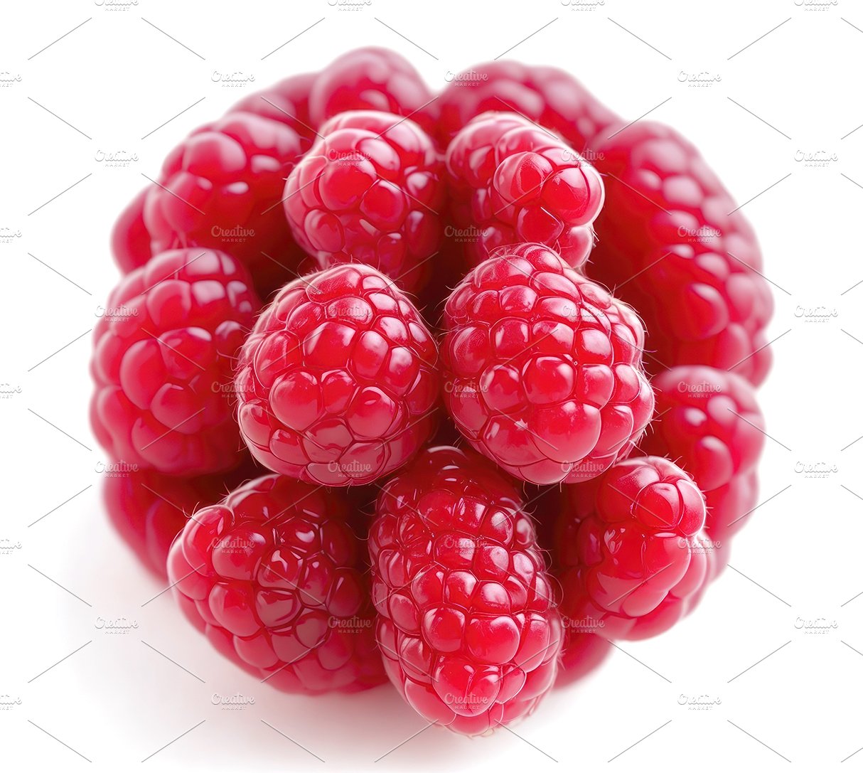 Raspberry on white background cover image.