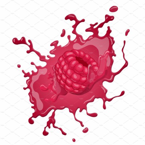 raspberry splash cartoon vector cover image.
