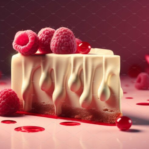 Raspberry cheesecake slice. Generate cover image.