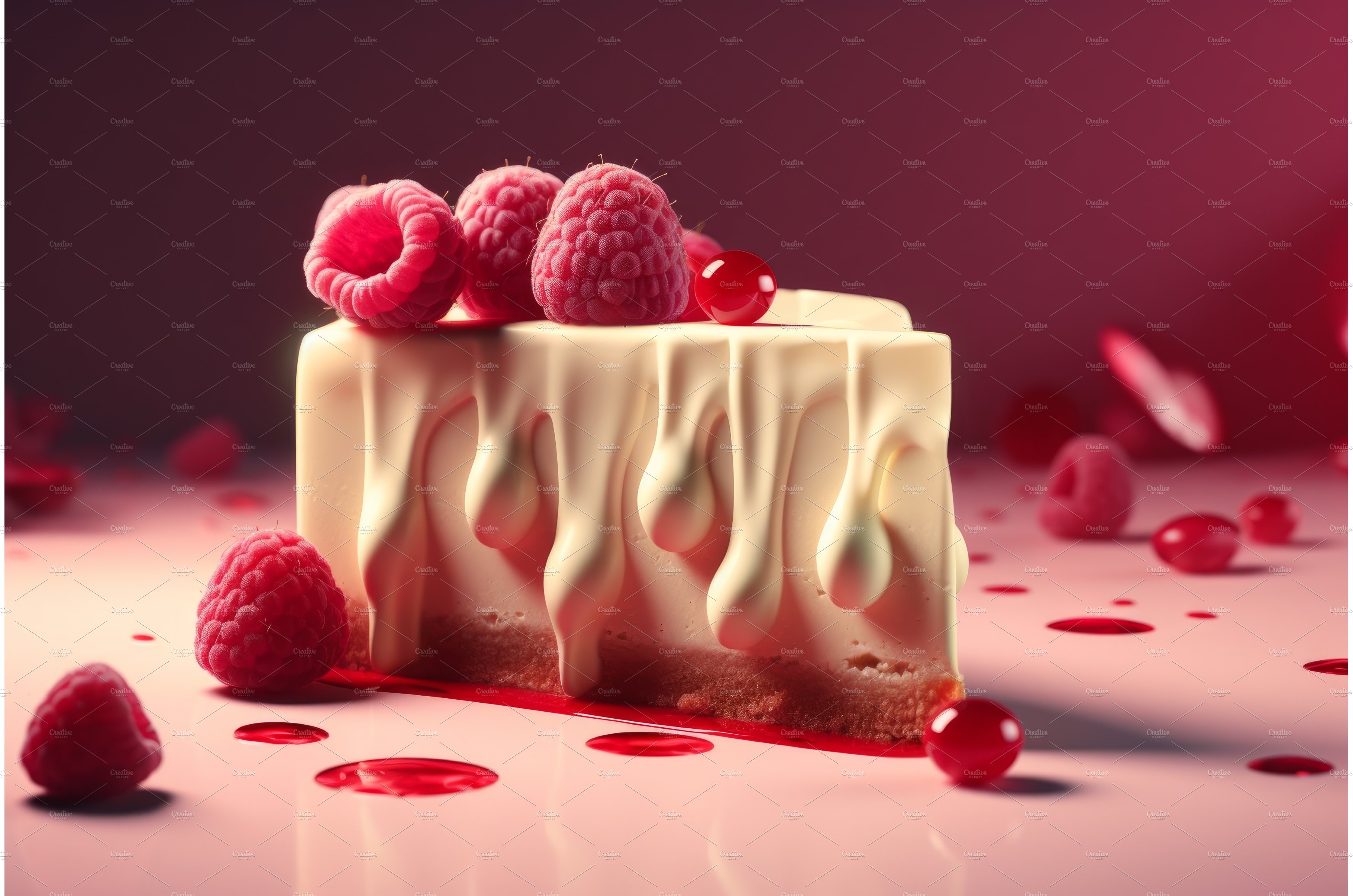 Raspberry cheesecake slice. Generate cover image.
