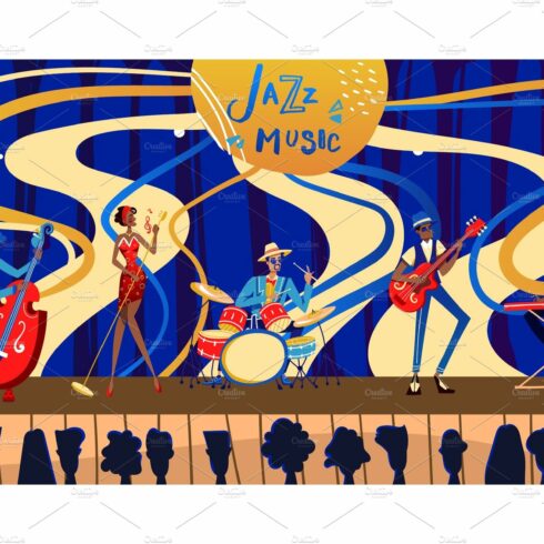 Jazz festival concert vector cover image.