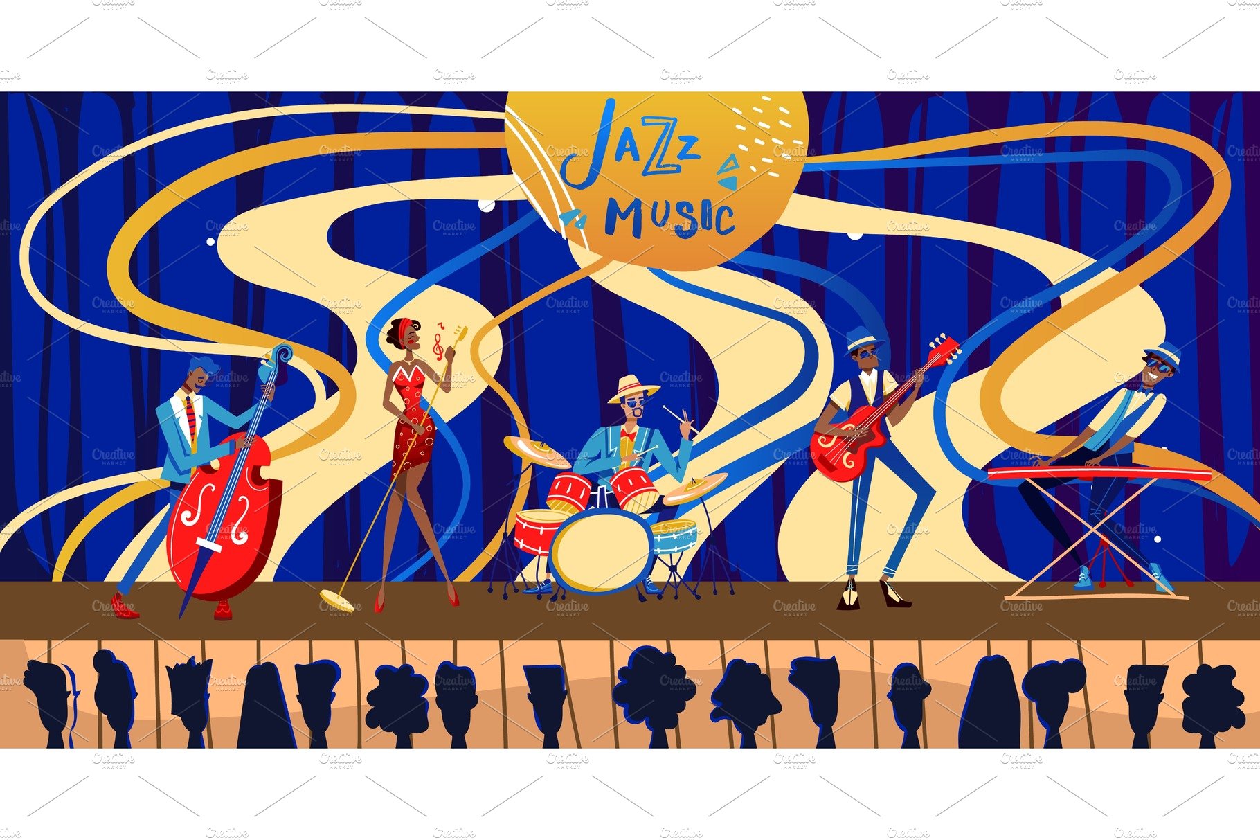 Jazz festival concert vector cover image.