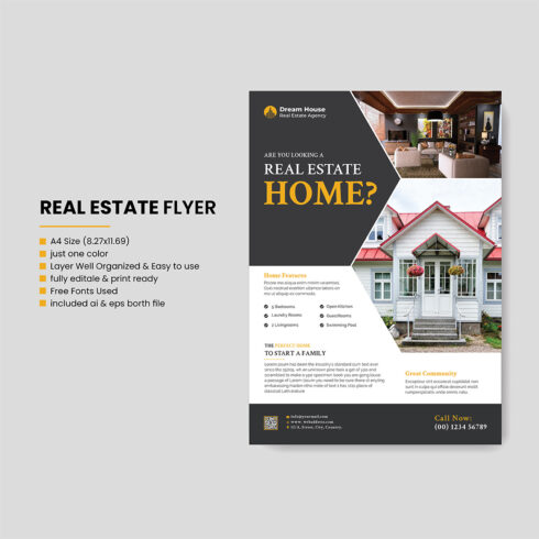 Real estate house property flyer poster template cover image.