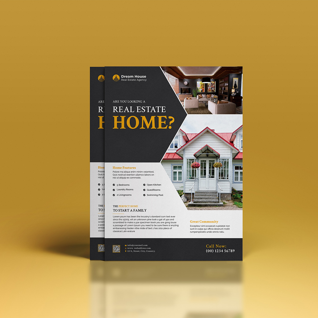 Real estate house property flyer poster template preview image.