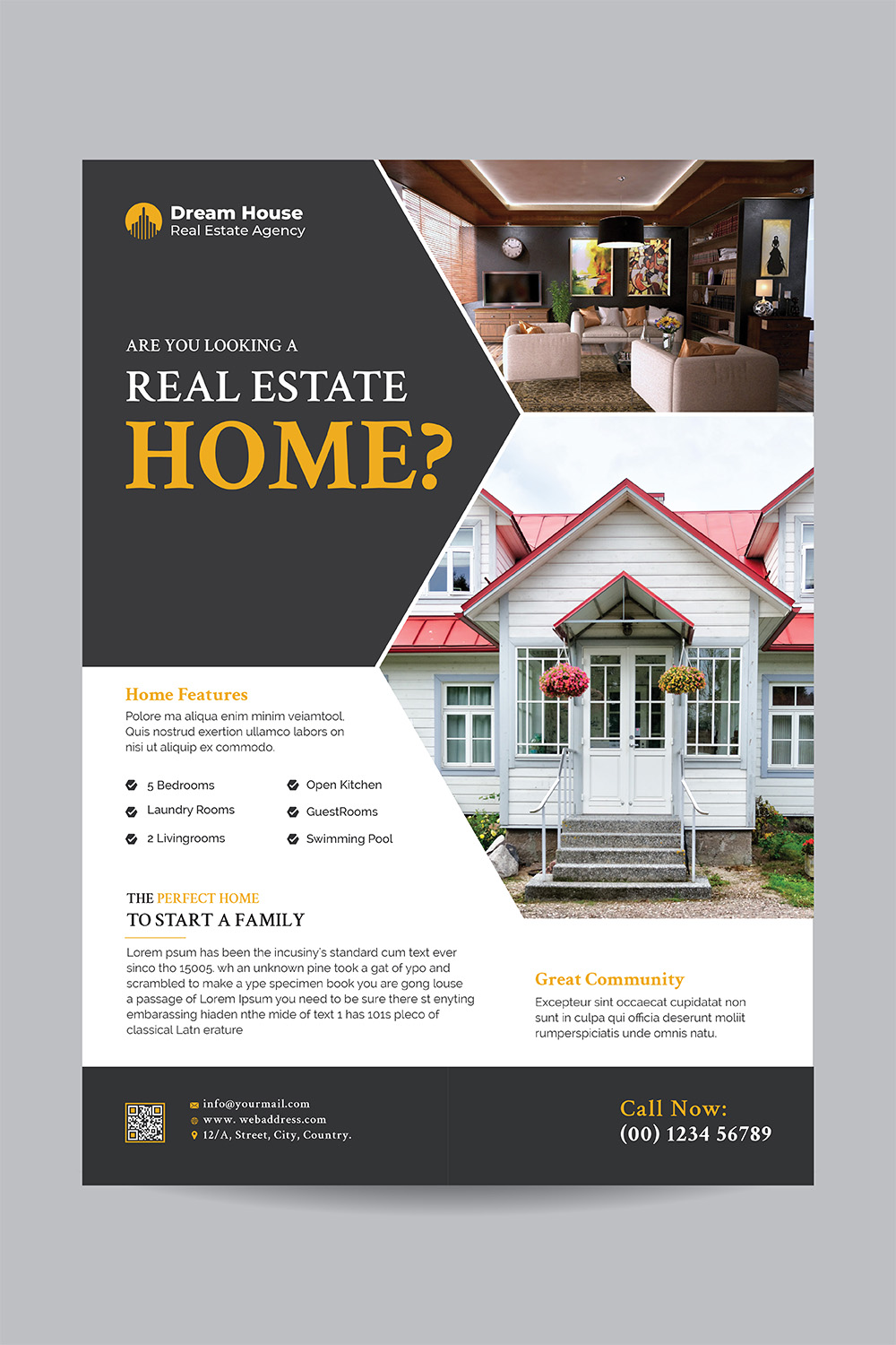 Real estate house property flyer poster template pinterest preview image.