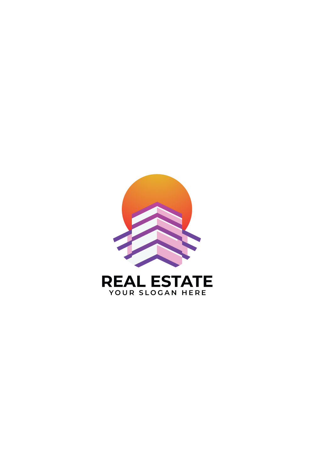 Real estate Building logo design pinterest preview image.