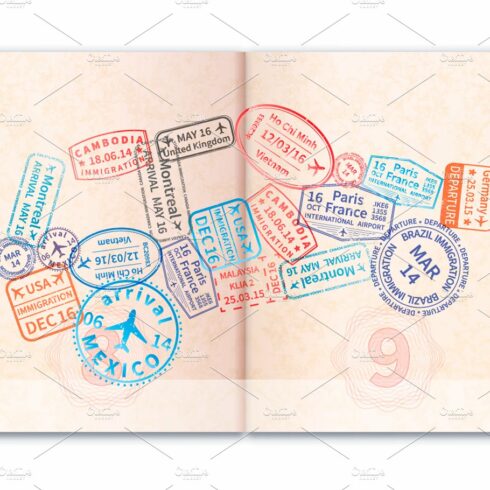 Foreign passport with stamps cover image.