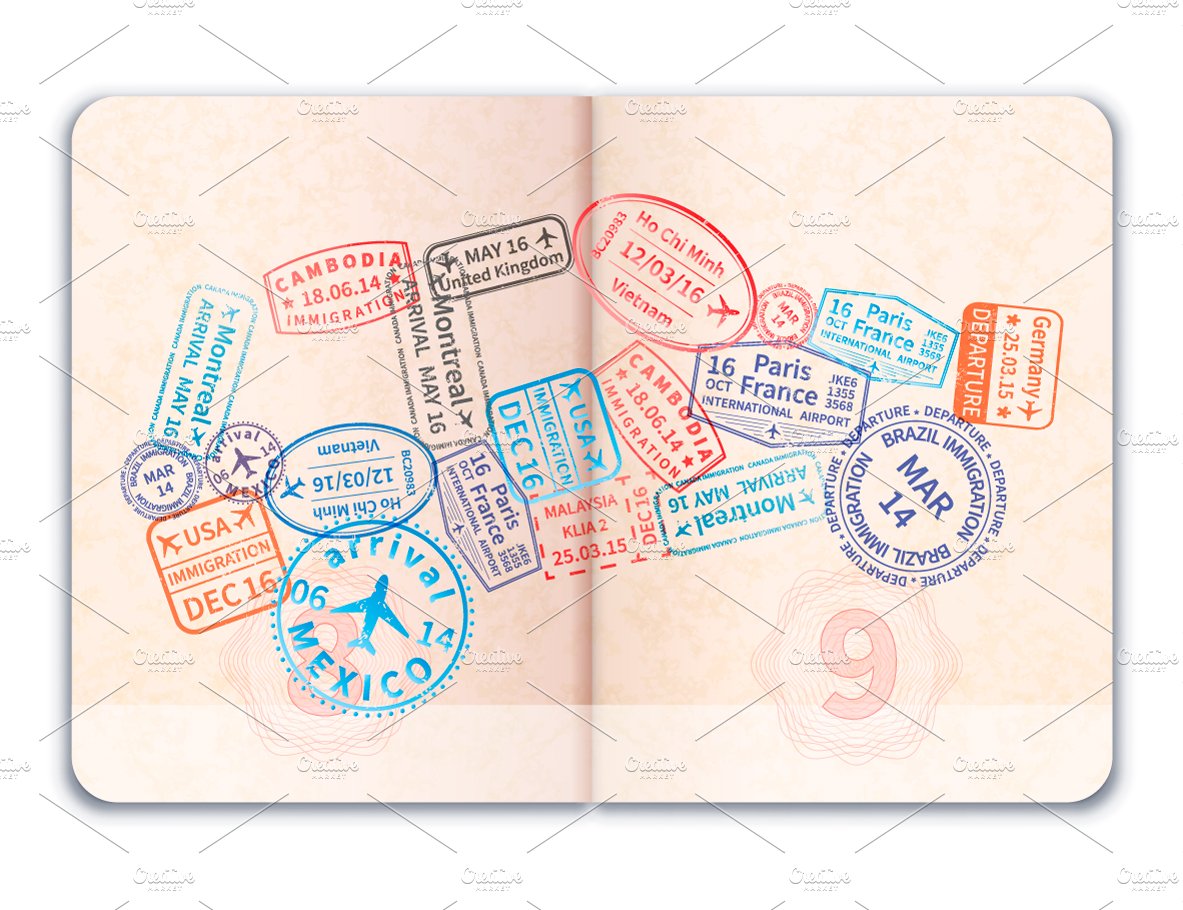 Foreign passport with stamps cover image.