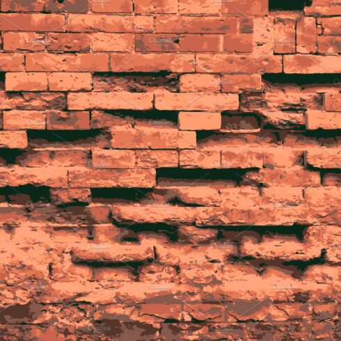 Realistic red old brick wall cover image.