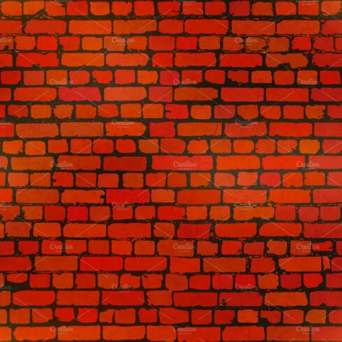 Realistic red grunge bricks pattern cover image.