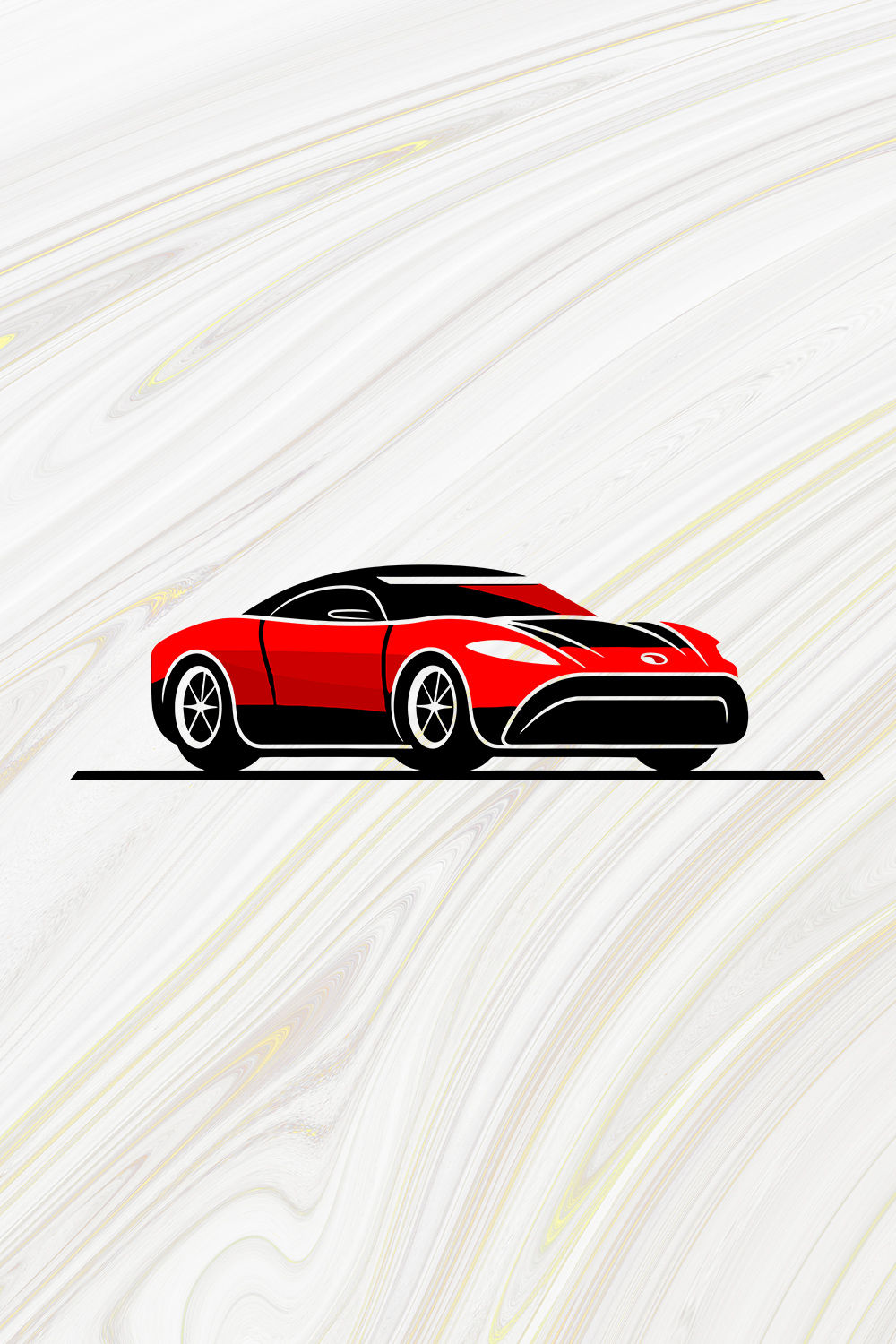 Realistic Red Sport Car Vector Template pinterest preview image.