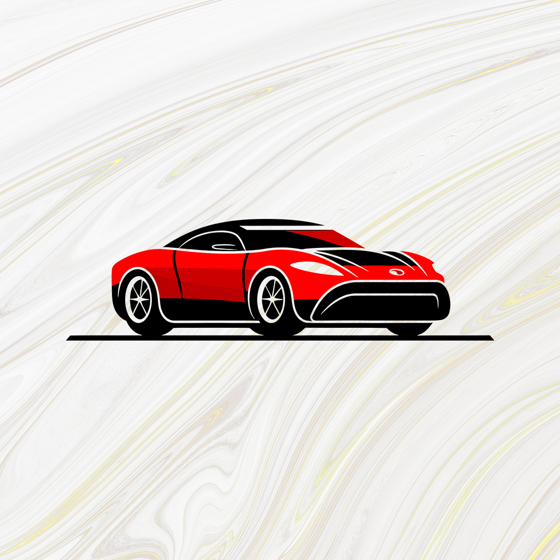 Realistic Red Sport Car Vector Template preview image.