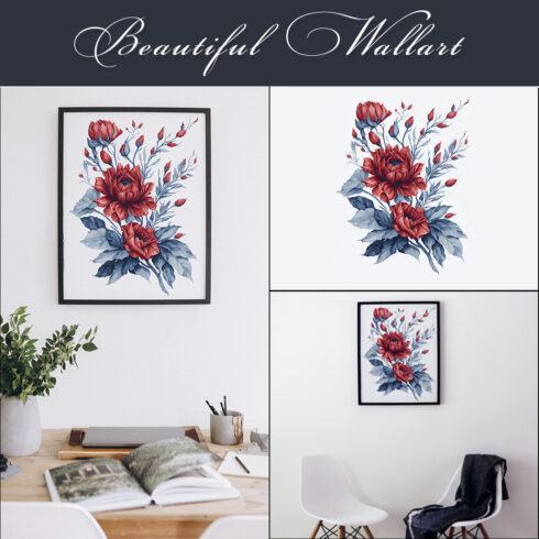 Elegant Dull Colors Red Flower Wall Art - Captivating Floral Decor for Every Space cover image.