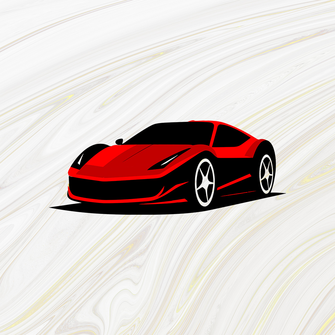 Realistic Red Sport Car Vector Template preview image.