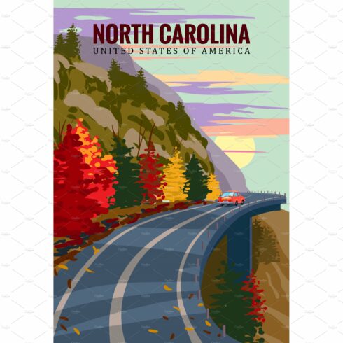 North Carolina travel vintage poster cover image.