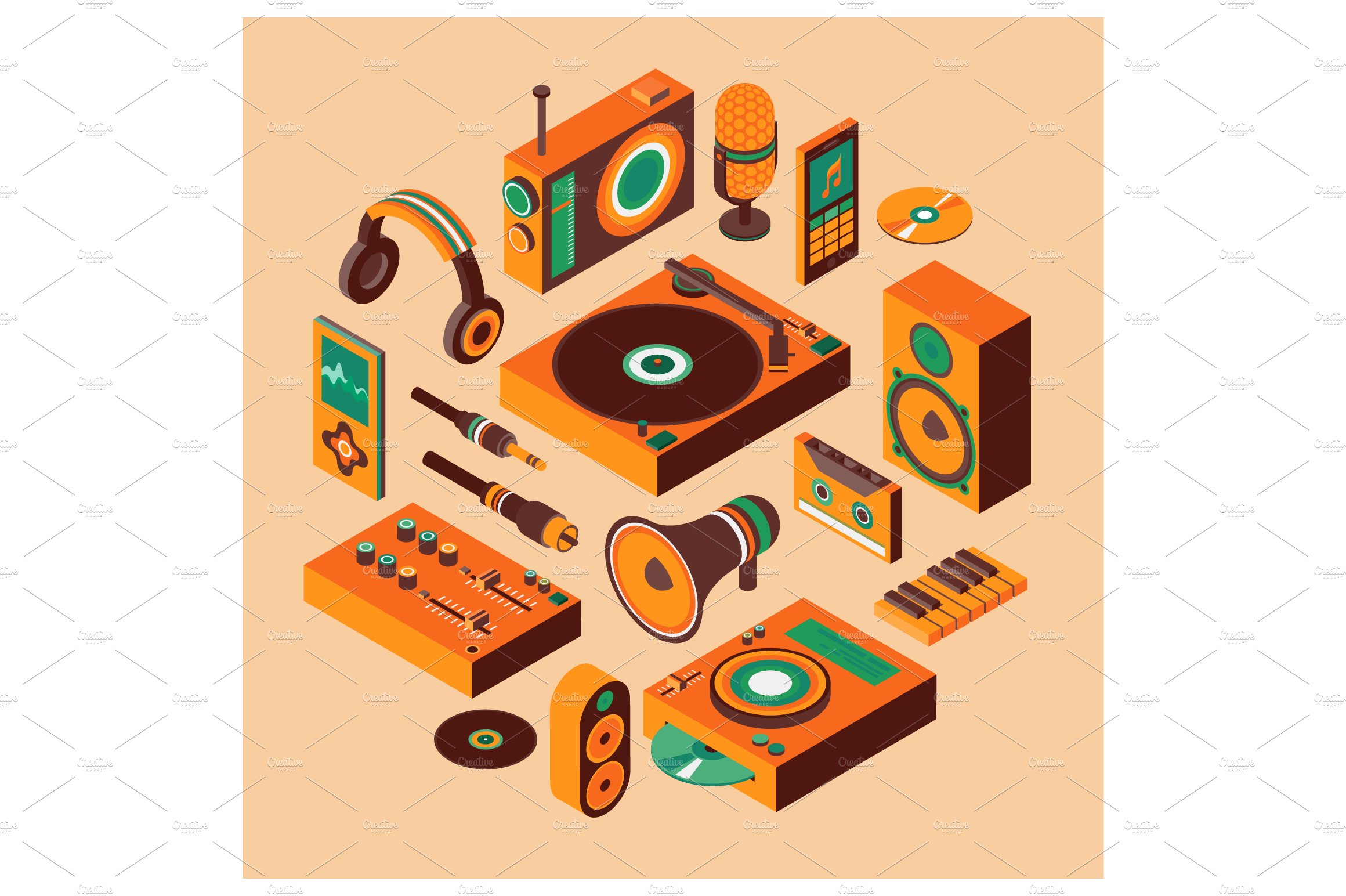 Isometric Retro Music Concept cover image.