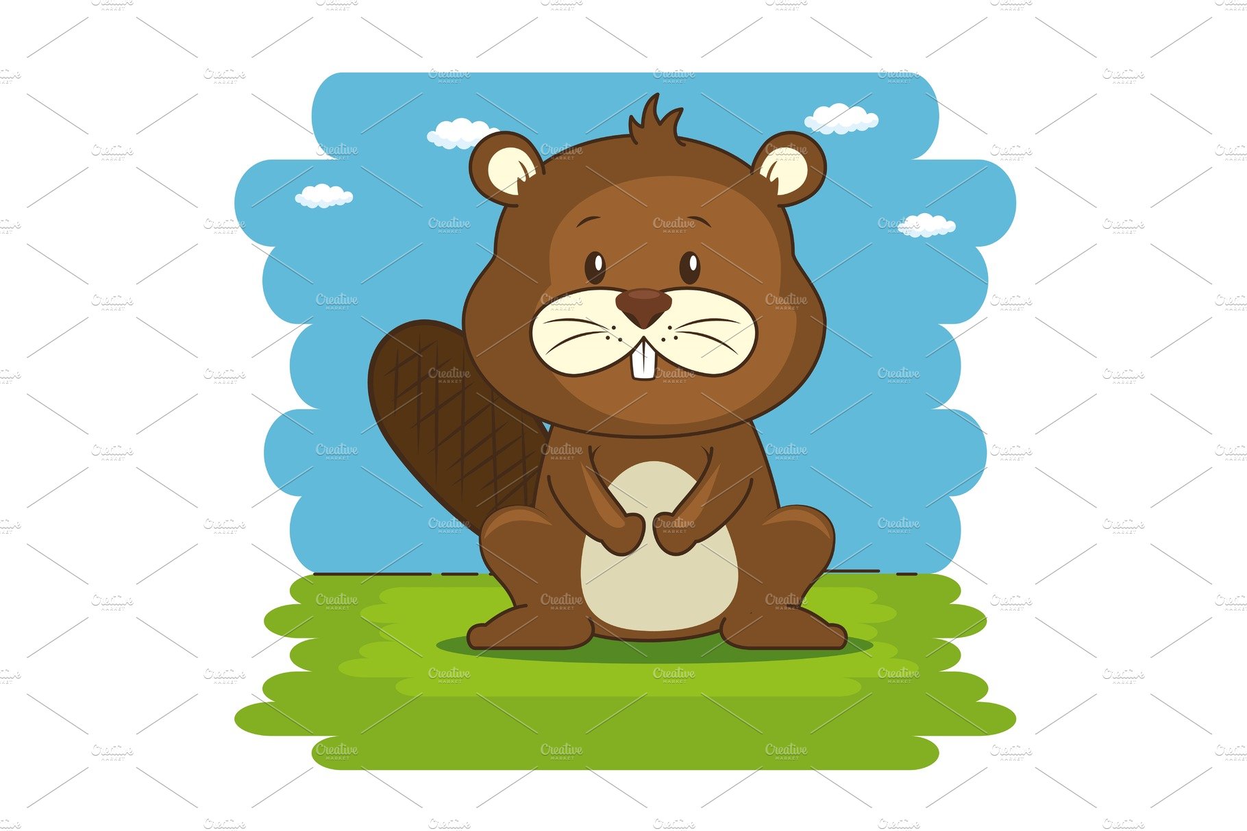 cute adorable beaver animal cartoon cover image.