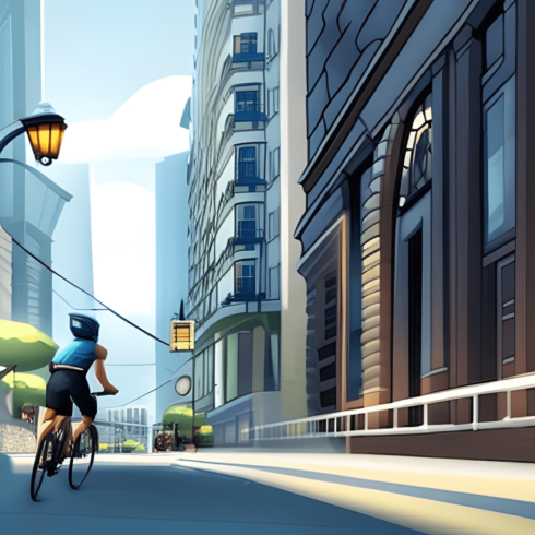 Riding through city - 4 poster design cover image.