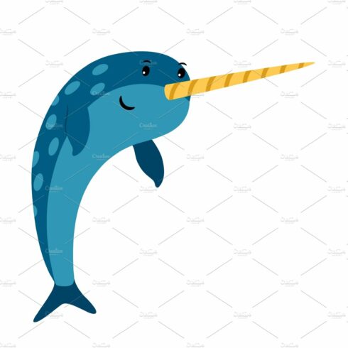 Blue narwhal sea animal icon cover image.