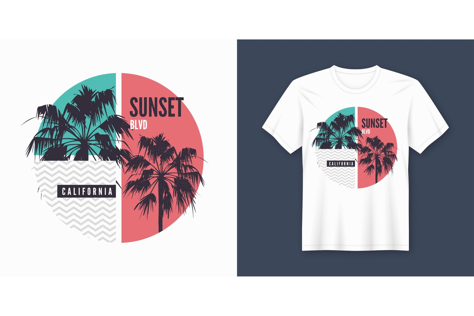 Sunset Blvd California tshirt design cover image.